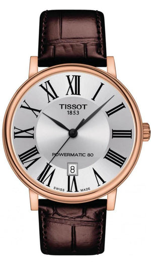 Tissot Carson Premium Powermatic 80 Silver Dial Brown Leather Strap Watch For Men - T122.407.36.033.00