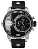 Diesel Little Daddy Black Dial Black Leather Strap Watch For Men - DZ7256