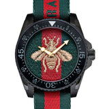 Gucci Dive Green & Red Dial Green & Red Nylon Strap Watch For Men - YA136216