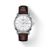 Tissot Automatics III Steel White Dial Brown Leather Strap Watch For Men - T065.430.16.031.00