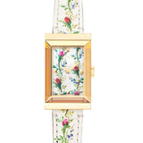 Gucci G-Frame Floral Mother of Pearl Dial White Leather Strap Watch For Women - YA147407