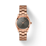 Tissot T Wave Anthracite Dial Rose Gold Steel Strap Watch For Women - T112.210.33.061.00