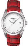 Tissot Couturier White Dial Red Leather Watch For Women - T035.210.16.011.01