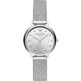 Emporio Armani Kappa Silver Dial Silver Mesh Bracelet Watch For Women - AR11128