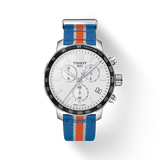 Tissot Quickster Chronograph NBA New York Kicks White Dial Multicolored Nato Strap Watch For Men - T095.417.17.037.06