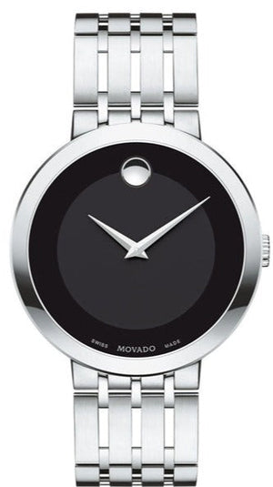 Movado Esperanza 39mm Black Dial Silver Steel Strap Watch For Men - 0607057