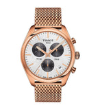 Tissot T Classic PR 100 White Dial Rose Gold Mesh Bracelet Watch For Men - T101.417.33.031.01