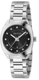 Gucci GG2570 Diamonds Black Dial Silver Steel Strap Watch For Women - YA142503