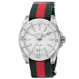 Gucci Dive White Dial Red & Green Nylon Strap Watch For Men - YA136207