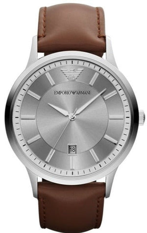 Emporio Armani Renato Silver Dial Brown Leather Strap Watch For Men - AR2463