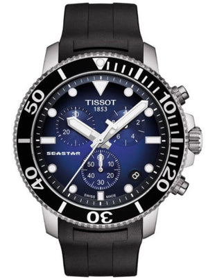 Tissot Seastar 1000 Chronograph Blue Dial Black Rubber Strap Watch For Men - T120.417.17.041.00