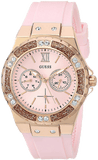 Guess Rose Gold Dial with Diamonds Pink Rubber Strap Watch For Women - W1053L3