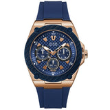 Guess Legacy Blue Dial Blue Silicone Strap Watch For Men - W1049G2