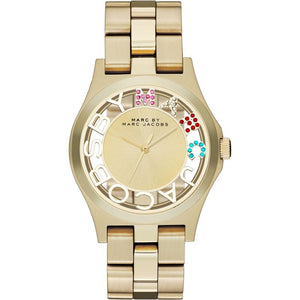 Marc Jacobs Henry Gold Skeleton Dial Gold Stainless Steel Strap Watch for Women - MBM3263