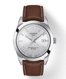 Tissot Gentleman Powermatic 80 Silicium Silver Dial Brown Leather Strap Watch For Men - T127.407.16.031.00