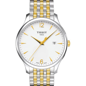 Tissot T Classic Tradition Silver Dial Two Tone Mesh Bracelet Watch For Men - T063.610.22.037.00