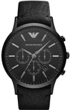 Emporio Armani Sportivo Chronograph Black Dial Black Leather Strap Watch For Men - AR2461