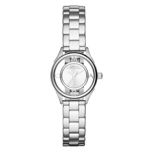 Marc Jacobs Tether Transparent Silver Dial Silver Steel Strap Watch for Women - MBM3416