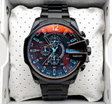 Diesel Mega Chief Black Dial Black Steel Strap Watch For Men - DZ4318