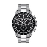 Tissot V8 Quartz Chronograph Black Dial Silver Steel Strap Watch For Men - T106.417.11.051.00