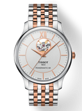 Tissot Tradition Powermatic 80 Open Heart Silver Dial Two Tone Steel Strap Watch For Men - T063.907.22.038.01