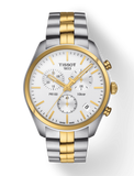 Tissot T Sport PR 100 Chronograph White Dial Two Tone Steel Strap Watch For Men - T101.417.22.031.00