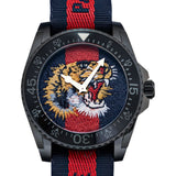 Gucci Dive Tiger Blue and Red Dial Blue Red Blue Nylon Strap Watch For Men - YA136215