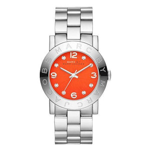 Marc Jacobs Amy Red Dial Silver Stainless Steel Strap Watch for Women - MBM3302