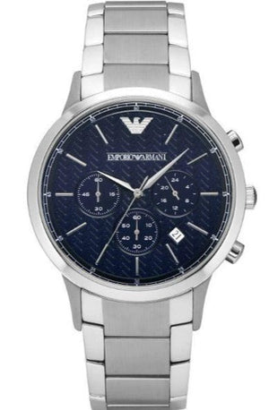 Emporio Armani Renato Chronograph Blue Dial Silver Steel Strap Watch For Men - AR2486