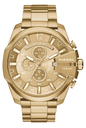 Diesel Mega Chief Gold Dial Gold Steel Strap Watch For Men - DZ4360