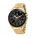 Maserati Traguardo Chronograph Black Dial Gold Steel Strap Watch For Men - R8873612041