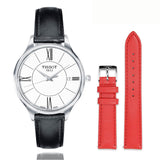 Tissot Bella Ora Round White Dial Black Leather Strap Watch For Women - T103.210.16.018.00