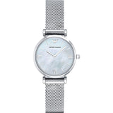 Emporio Armani Gianni T Bar Mother of Pearl Dial Stainless Steel Strap Watch For Women - AR1955