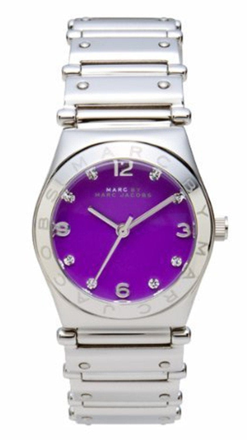 Marc Jacobs Amy Purple Dial Silver Steel Strap Watch for Women - MBM8560