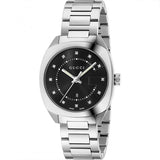 Gucci GG2570 Diamonds Black Dial Silver Steel Strap Watch For Women - YA142404