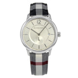 Burberry The Classic Horseferry Silver Dial Black Leather Strap Watch for Men - BU10002