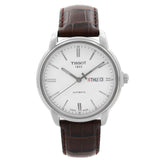 Tissot Automatics III Steel White Dial Brown Leather Strap Watch For Men - T065.430.16.031.00