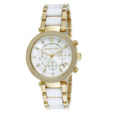 Michael Kors Parker White Dial Two Tone Steel Strap Watch for Women - MK6119