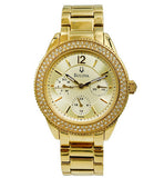 Bulova Multi Function Gold Dial Gold Steel Strap Watch for Women - 97N102