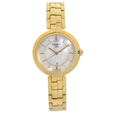 Tissot Flamingo Mother of Pearl Dial Gold Steel Strap Watch For Women - T094.210.33.111.00