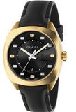 Gucci GG2570 Quartz Black Dial Black Leather Strap Watch For Women - YA142408