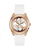 Guess G Twist White & Gold Dial White Silicone Strap Watch For Women - W0911L5