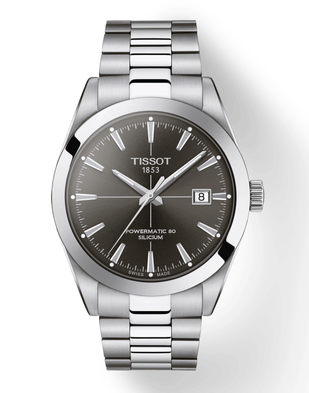 Tissot Gentleman Powermatic 80 Silicium Black Dial Silver Steel Strap Watch For Men - T127.407.11.061.01