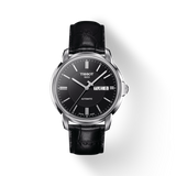 Tissot Automatics III Day Date Black Dial Black Leather Strap Watch For Men - T065.430.16.051.00