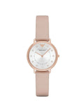 Emporio Armani Kappa Rose Gold & White Dial Beige Nude Leather Strap Watch For Women - AR2510