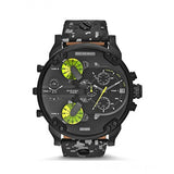 Diesel Big Daddy Chronograph Black Dial Black Leather Strap Watch For Men - DZ7311