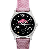 Gucci G-Timeless Moonphase Black Dial Pink Leather Strap Watch For Women - YA1264046