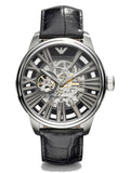 Emporio Armani Meccanico Automatic Black Dial Leather Strap Watch For Men - AR4629