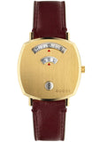 Gucci Grip Quartz Yellow Gold Dial Maroon Leather Strap Watch For Women - YA157405