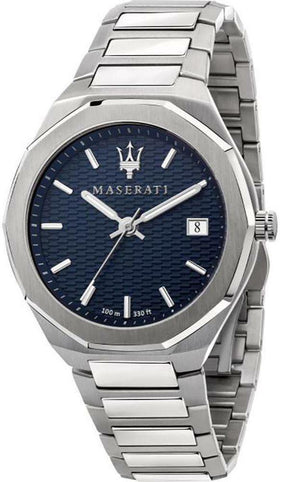 Maserati Stile Blue Dial Silver Steel Strap Watch For Men - R8853142006